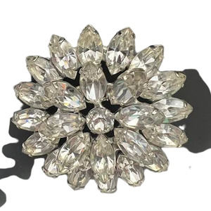 Signed Weiss Clear Starburst Shape Rhinestone Vintage  Brooch